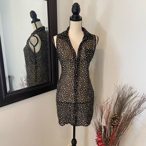 Sheer button down high low dress